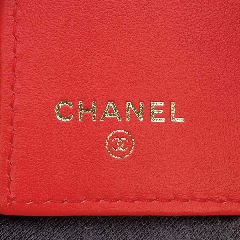 CHANEL Authentic Red Caviar Leather Logo Wallet - Picture 15 of 16